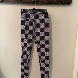 LuLaRoe Red and Black Leggings Bold Geometric Design